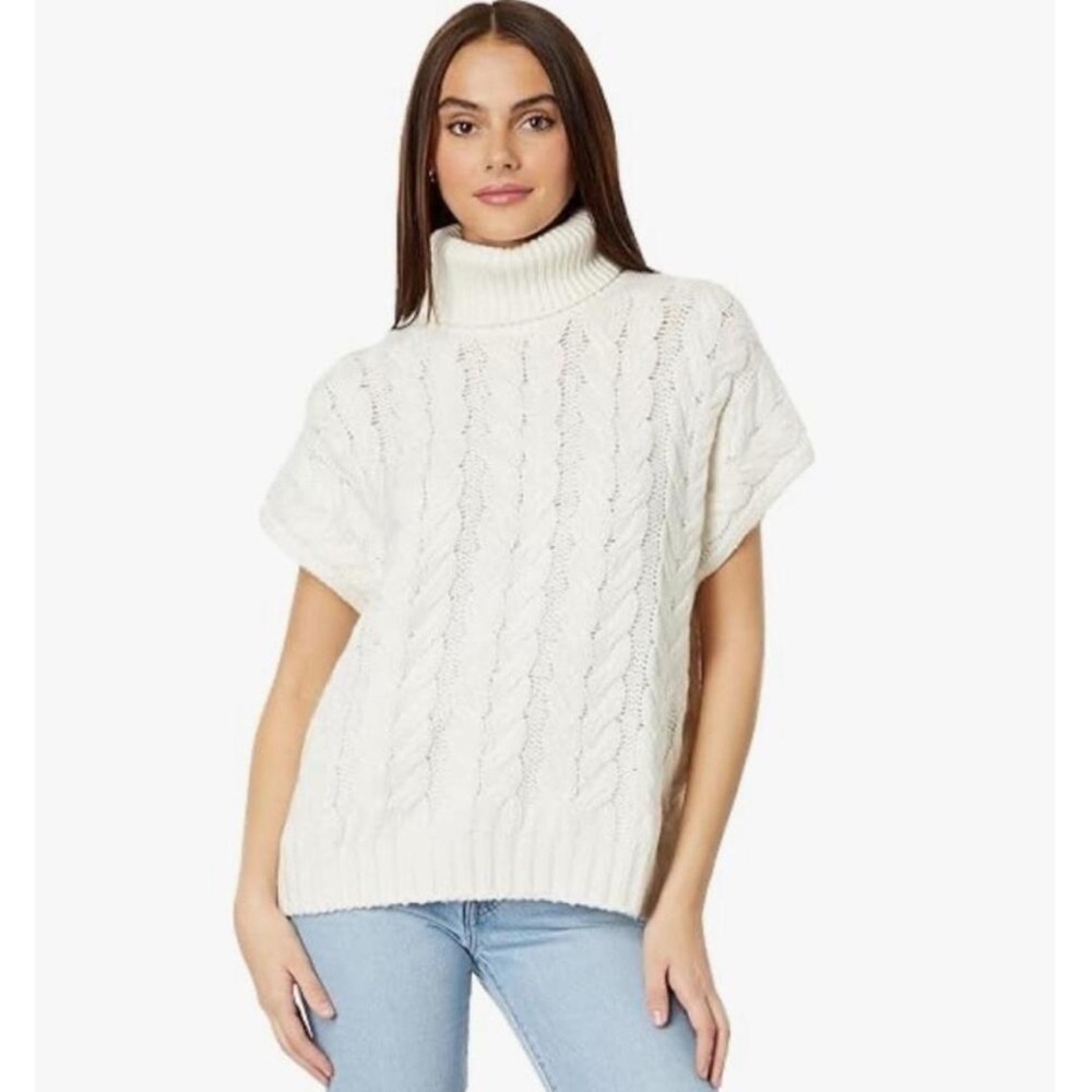 Splendid Women’s Abbott‎ Short Sleeve Turtleneck Sweater in Snow Size Medium